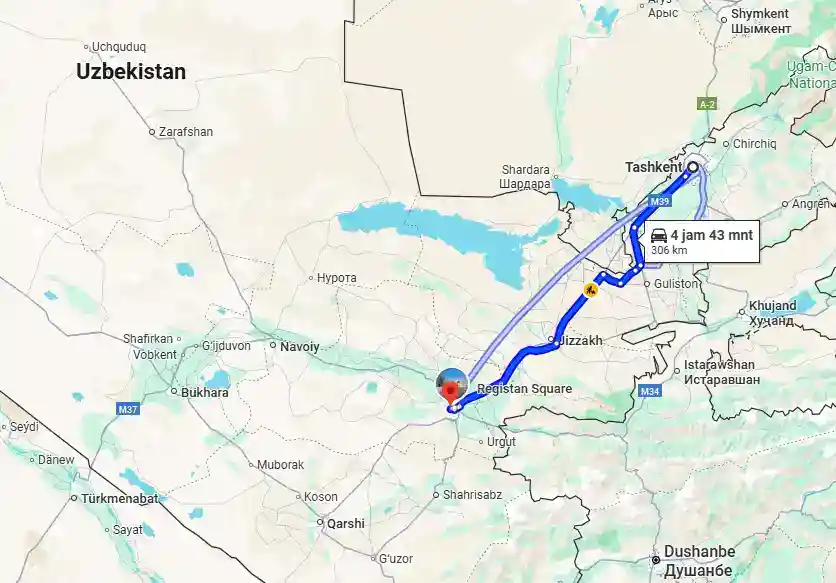 perjalanan dari tashkent ke samarkand